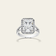 Custom Radiant Cut Pave Halo Platinum Engagement Ring