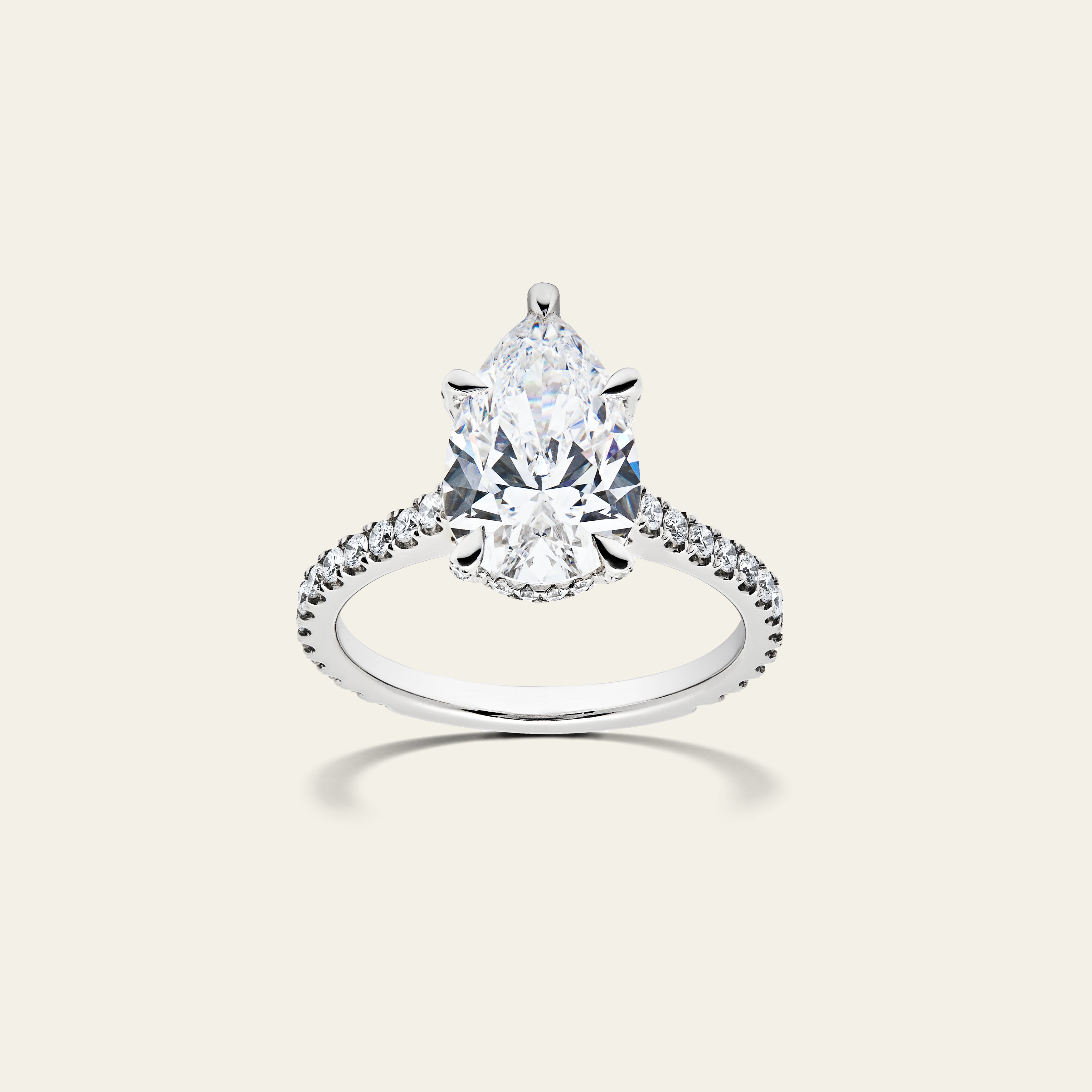 Custom Pear Cut Solitaire Platinum Engagement Ring