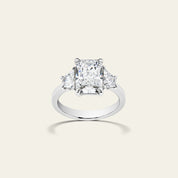 Custom Three-Stone Radiant Cut Platinum Engagement Ring