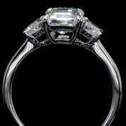 6.88 Carat Emerald Lab Grown Diamond Three-Stone Ring