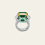 One-of-a-Kind Octagonal-Cut Colombian Emerald Ring With Diamonds