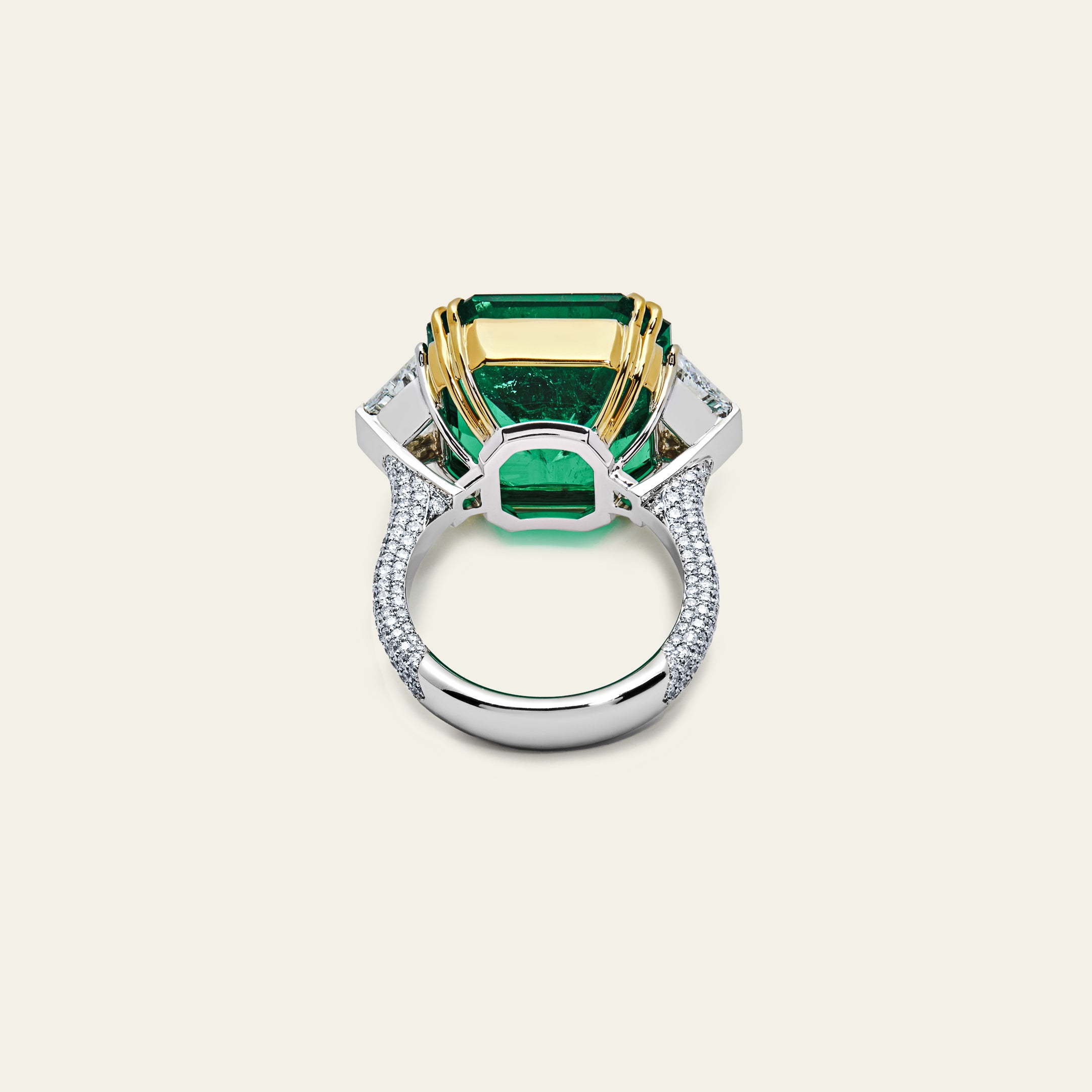 One-of-a-Kind Octagonal-Cut Colombian Emerald Ring With Diamonds