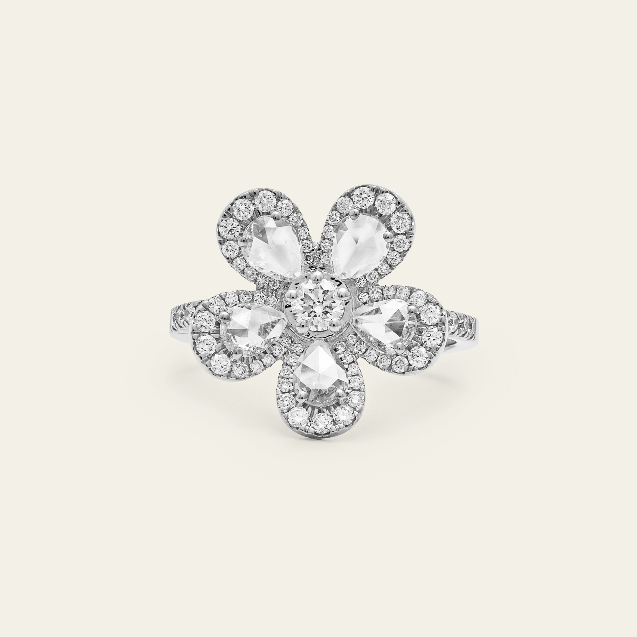 Diamond Forget-Me-Knot Ring in White Gold