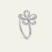 Diamond Forget-Me-Knot Ring in White Gold