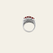 Ruby and Platinum Checkered Ring