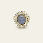 Sapphire and Round Diamond Yellow Gold Ring