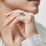 Sapphire and Round Diamond Yellow Gold Ring