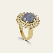 Sapphire and Round Diamond Yellow Gold Ring