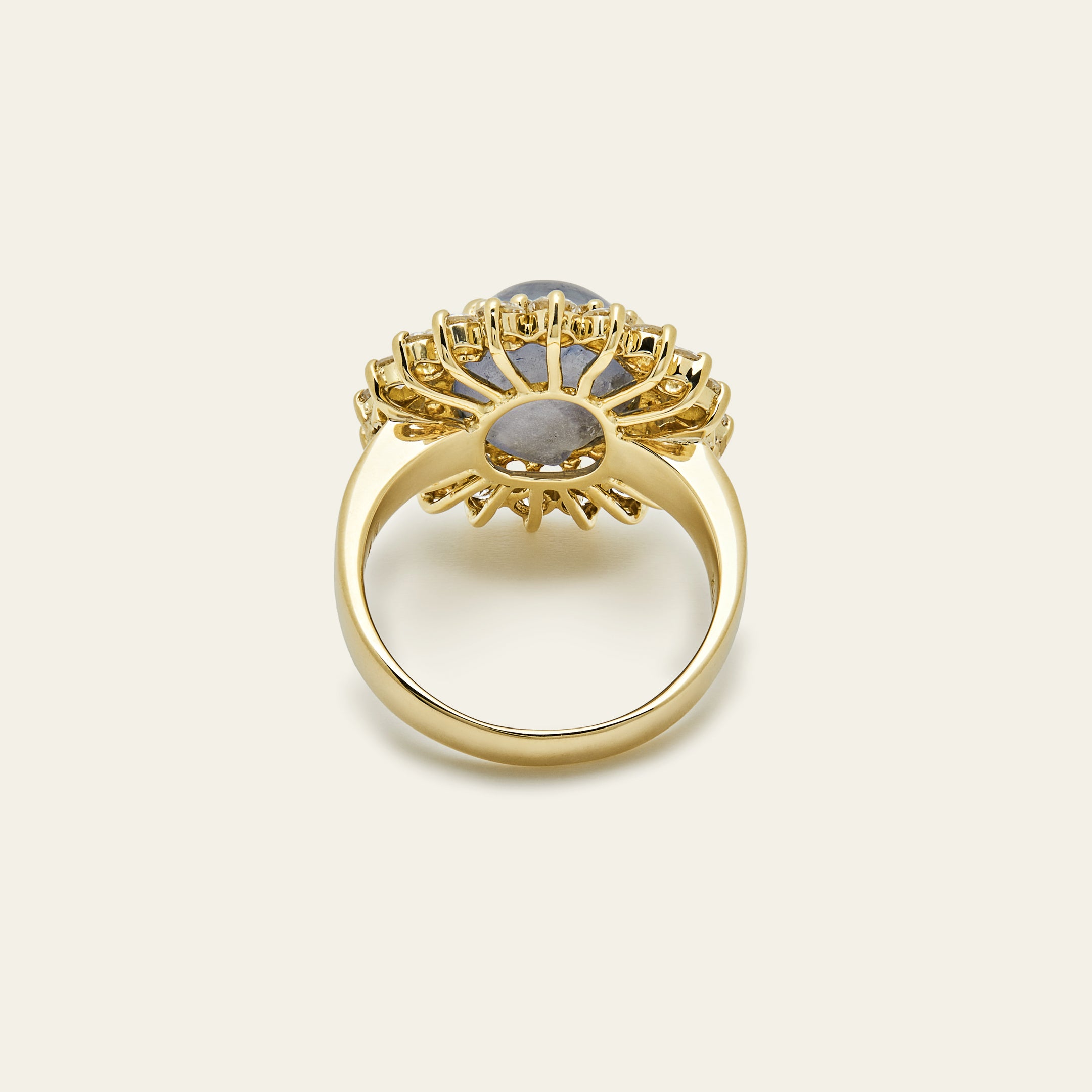 Sapphire and Round Diamond Yellow Gold Ring