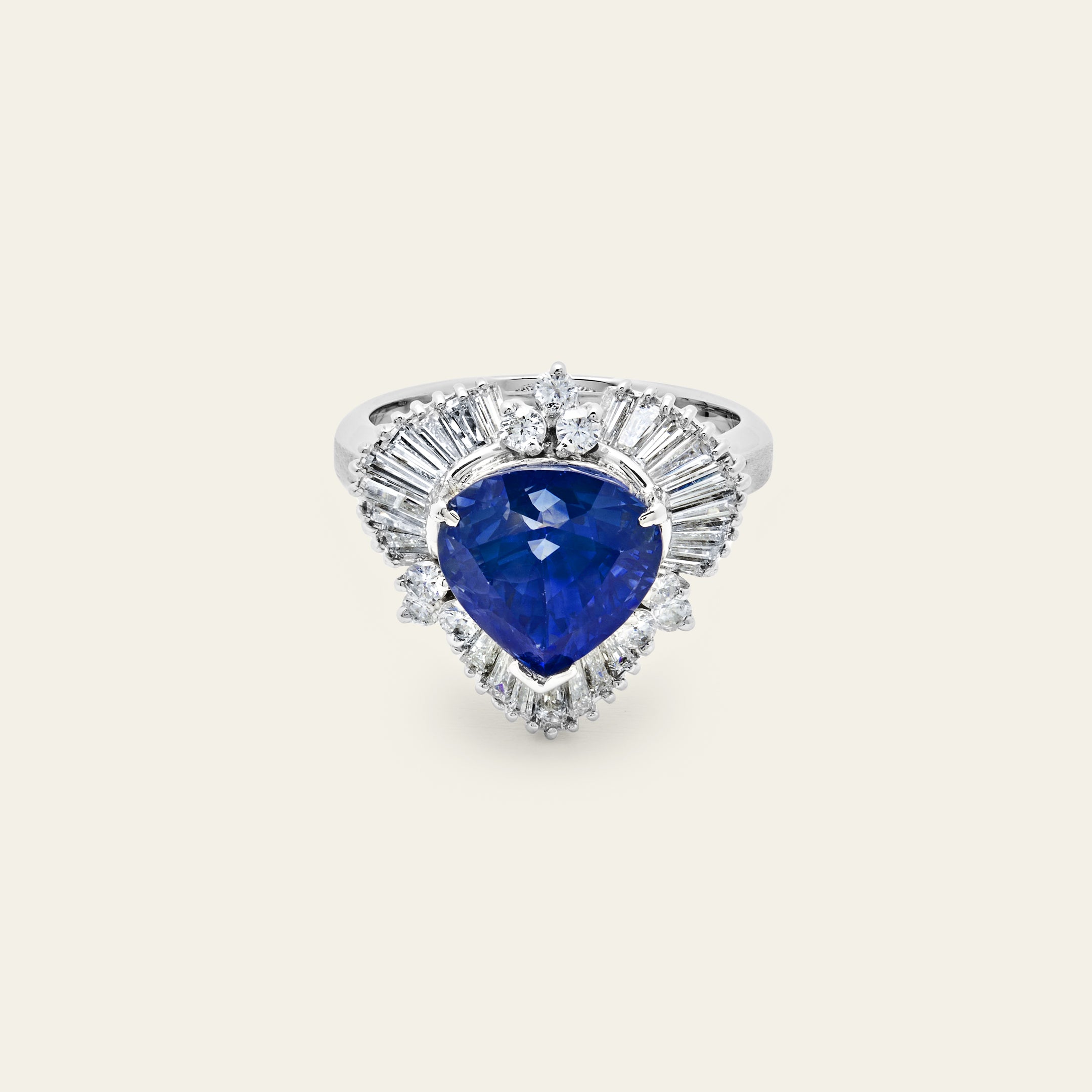 Ceylon Pear Shape Sapphire and Diamond Ring