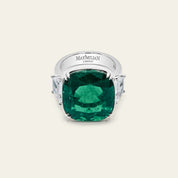 One-of-a-Kind Cushion-Cut Emerald Ring With Diamonds