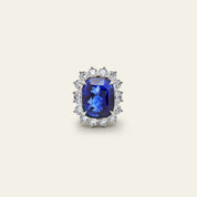 Sapphire and Diamond Halo Ring