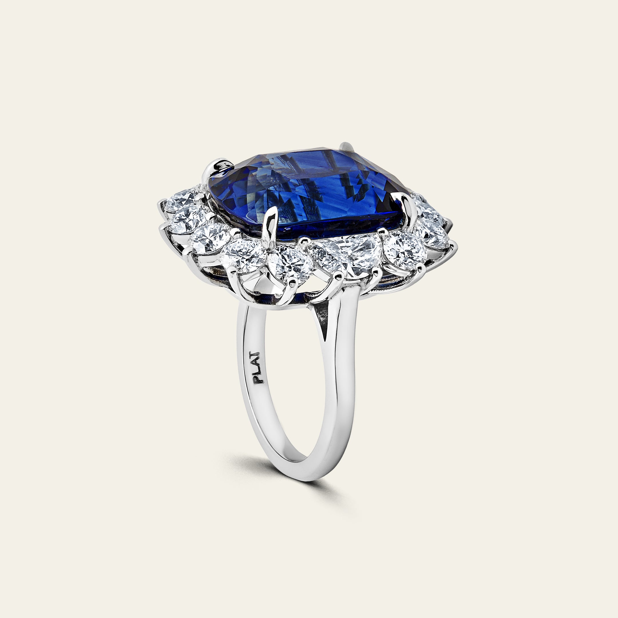 Sapphire and Diamond Halo Ring