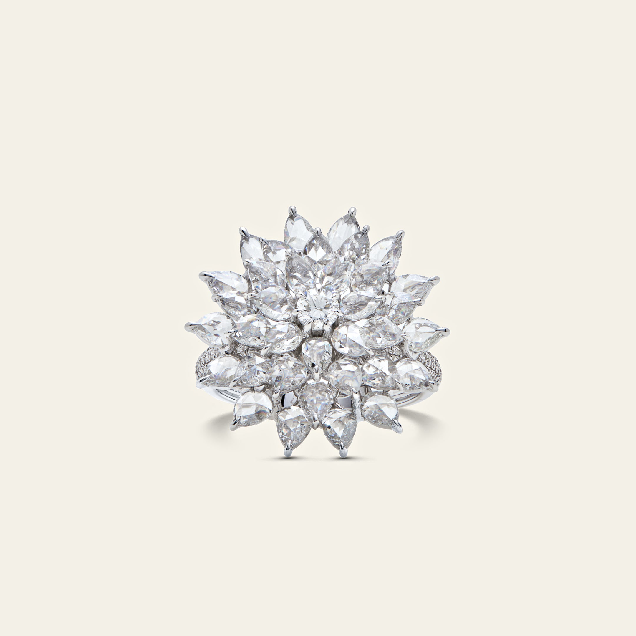 Rose-Cut Diamond Flower Ring