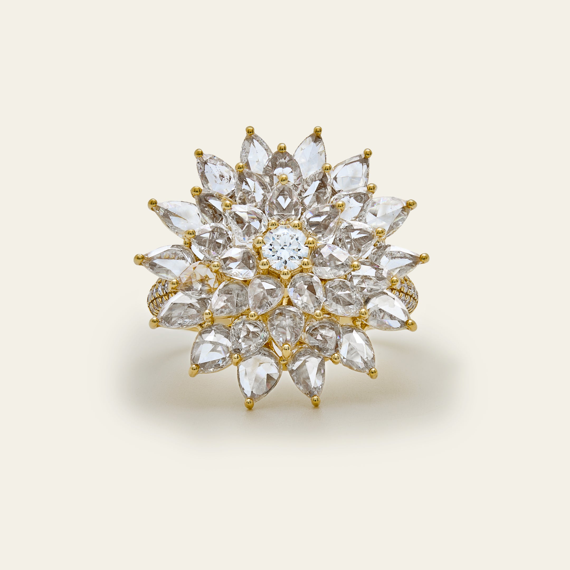 White Diamond Dahlia Ring