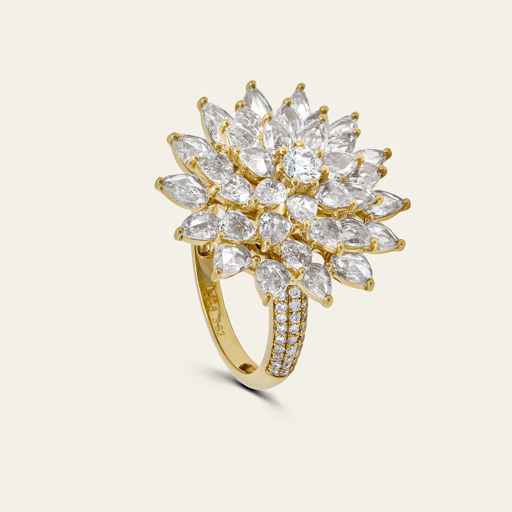 White Diamond Dahlia Ring