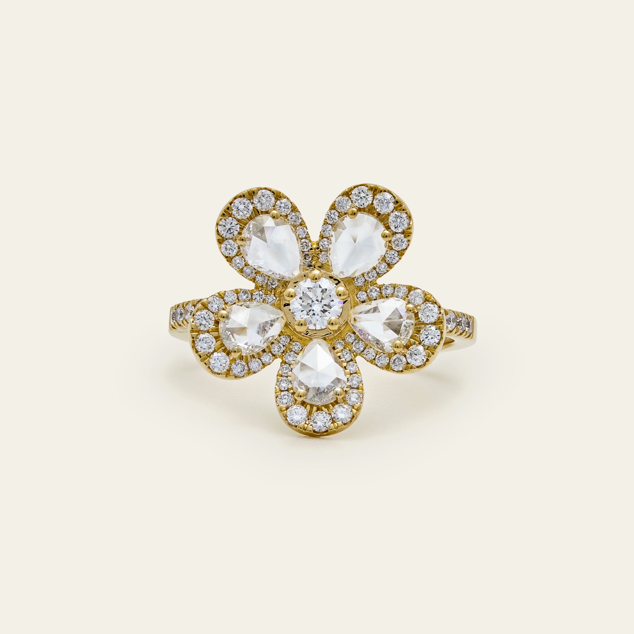 Diamond Forget-Me-Knot Ring in Yellow Gold