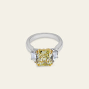 Platinum and Yellow Gold Three Diamond Ring