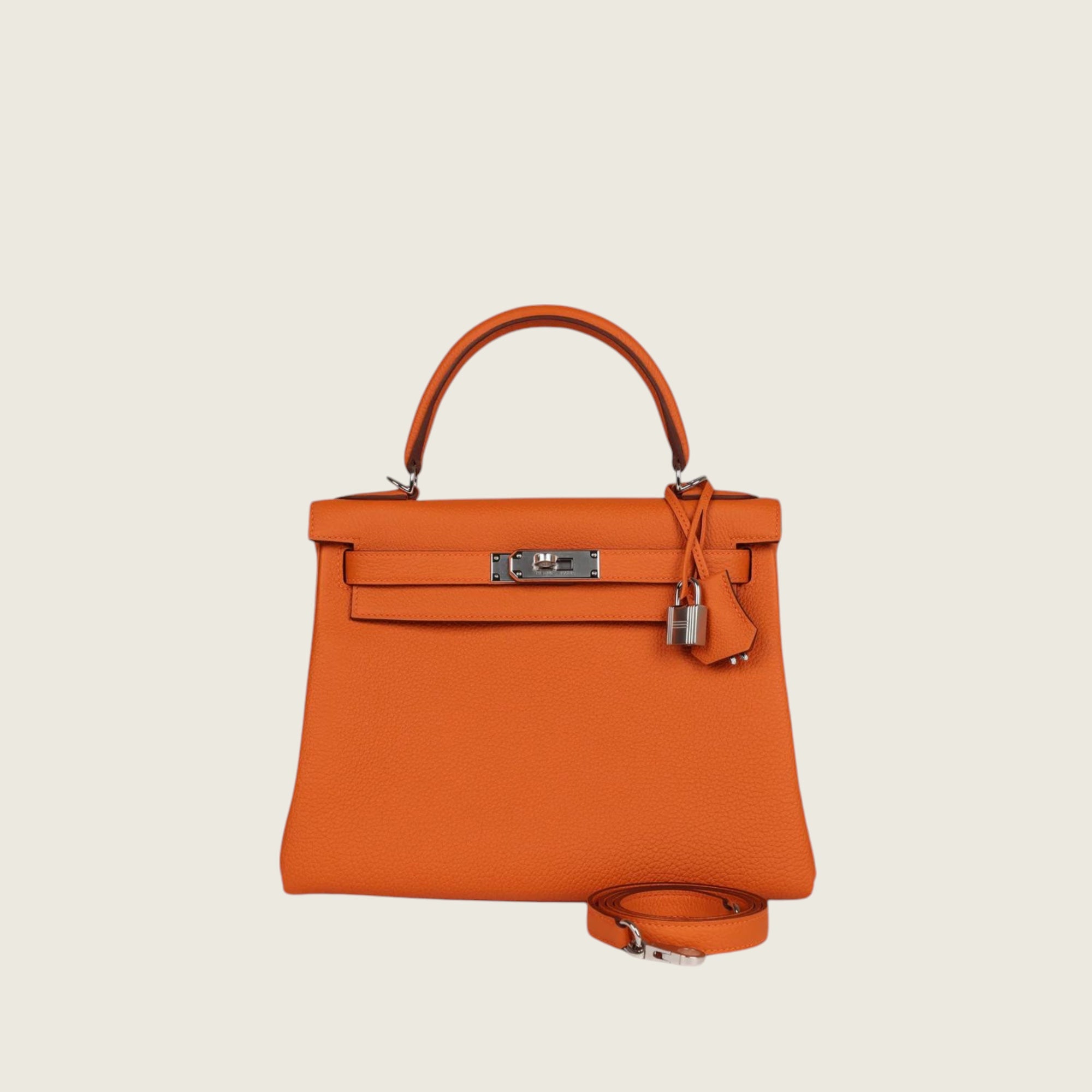 Hermès Kelly 28 Orange Togo Leather Palladium Hardware