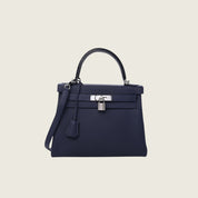 Hermès Kelly II Retourne 28 Touch Togo/ Alligator Missi Matt Bleu Nuit/ Bleu Marine Palladium Hardware