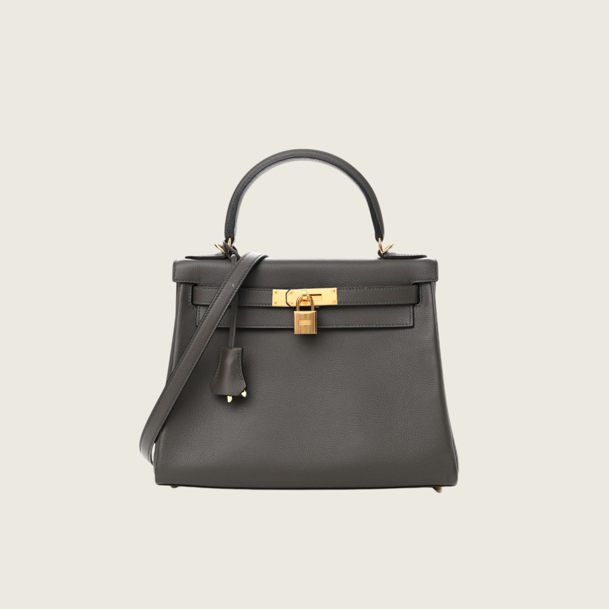 Hermès Kelly II Retourne 25 Veau Togo Gris Meyer Gold Hardware