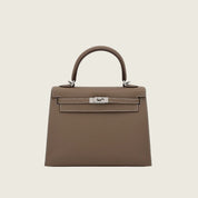 Hermès Kelly Sellier 25 Etoupe Veau Epsom Perso Palladium Hardware