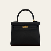 Hermès Kelly II Retourne 25 Noir Togo Gold Hardware