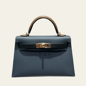 Hermès Kelly 20 Sellier Mini Tricolore Epsom Gris Misty Noir Alezan Permabrass Hardware