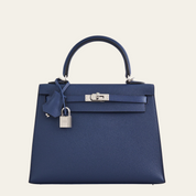 Hermès Kelly II Sellier 25 Bleu Navy Epsom Palladium Hardware