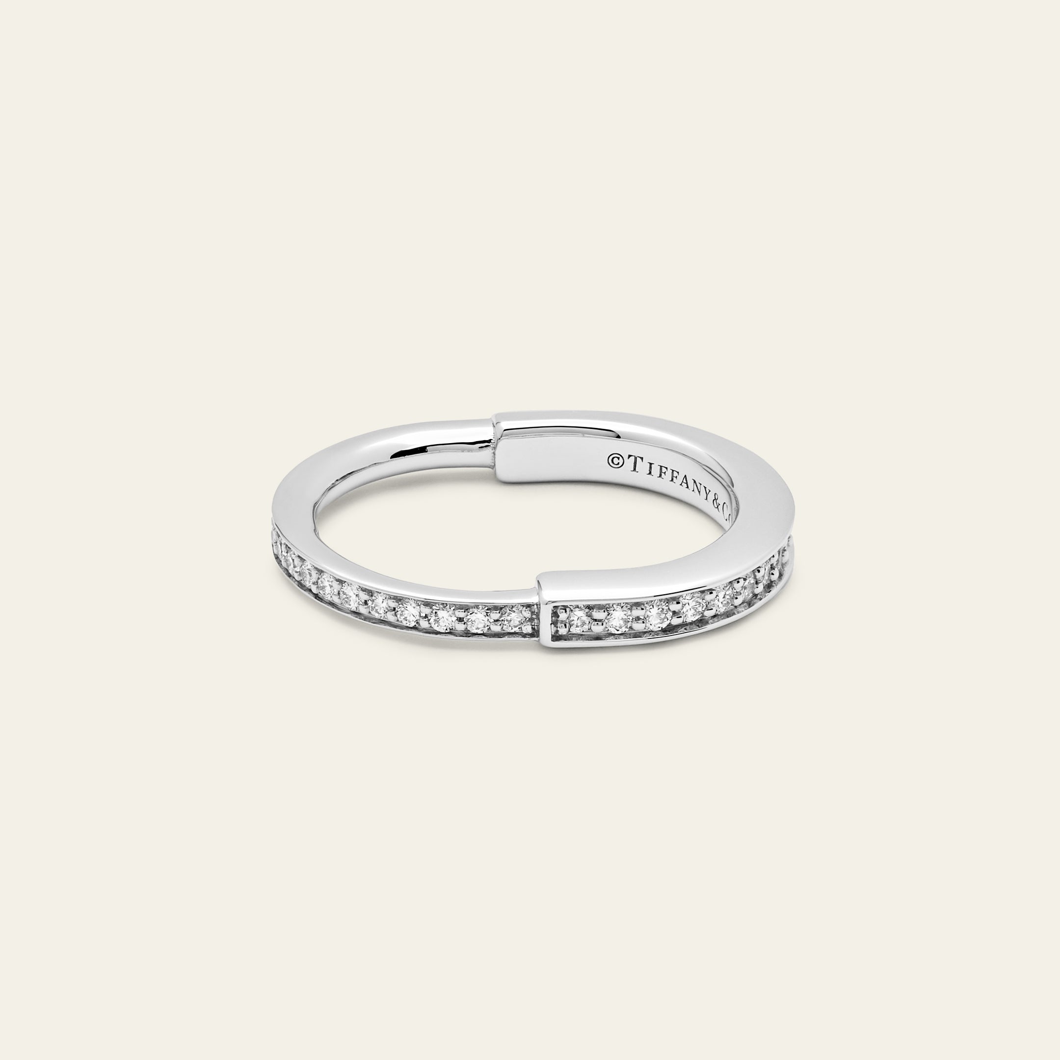 Tiffany & Co. Lock Ring in White Gold with Pavé Diamonds 72792092