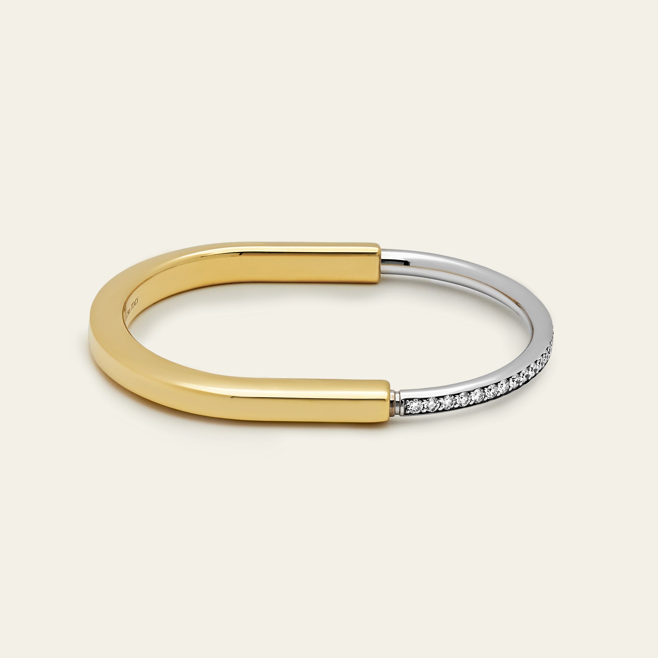 Tiffany & Co. Lock Bangle in Yellow and White Gold with Half Pavé Diamonds 70181150