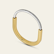 Tiffany & Co. Lock Bangle in Yellow and White Gold with Half Pavé Diamonds 70181150