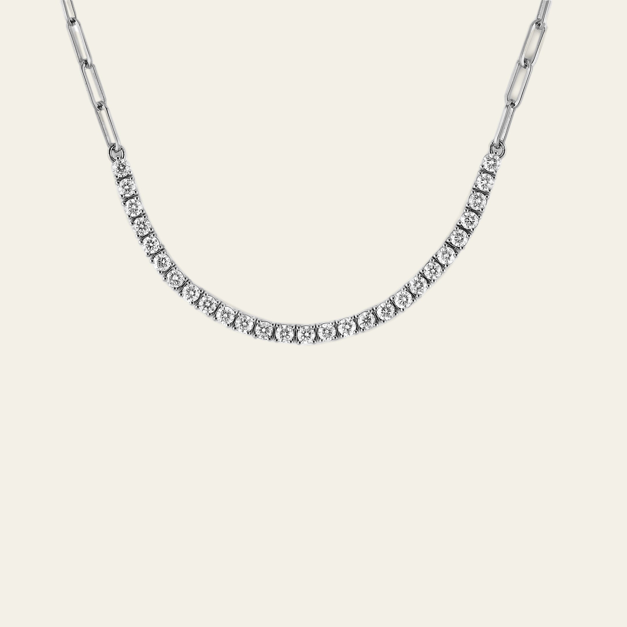 Diamond and Gold Paperclip Chain Necklace