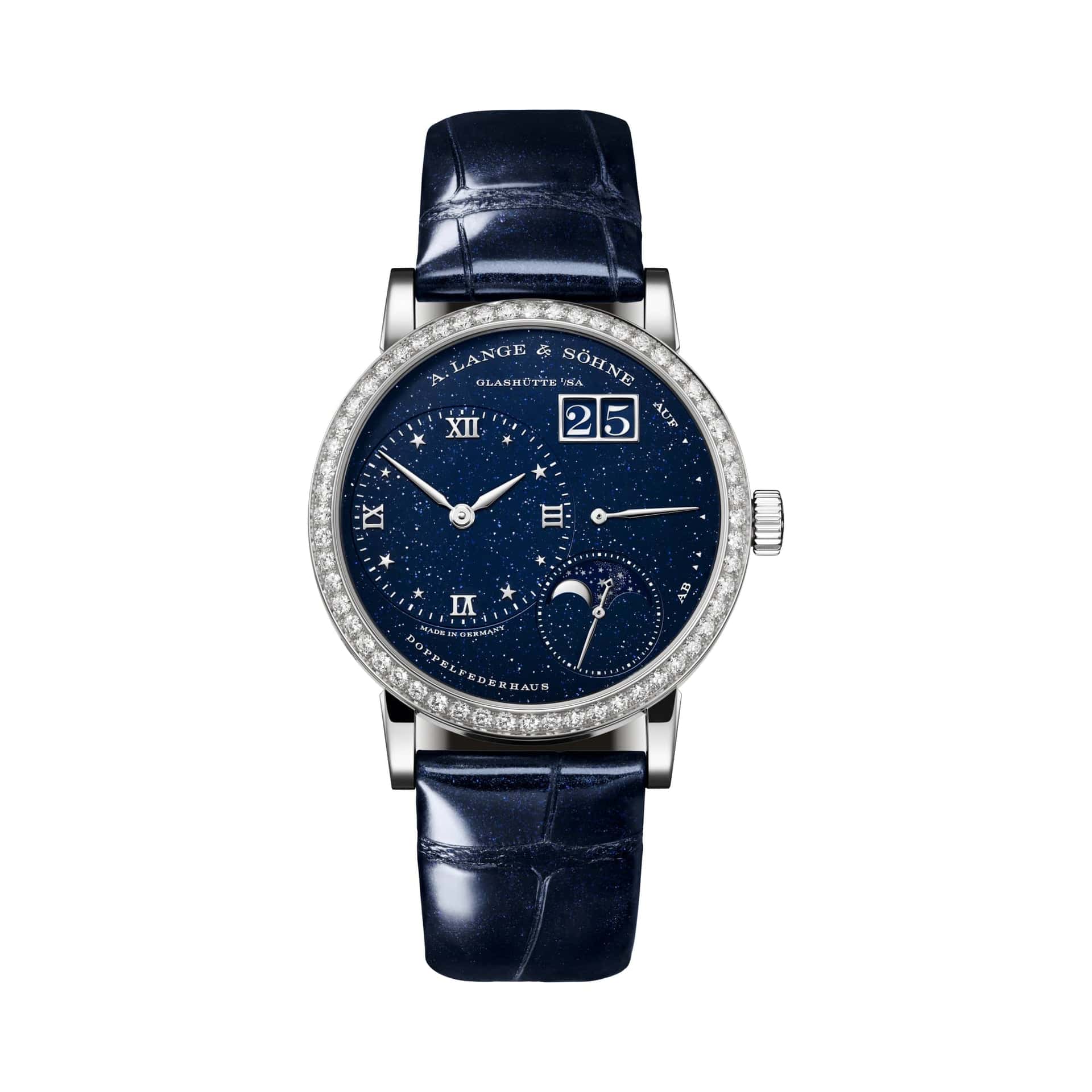 A. Lange & Söhne Little Lange 1 Moon Phase 182.886 White Gold Blue Dial Diamond Bezel (2026)