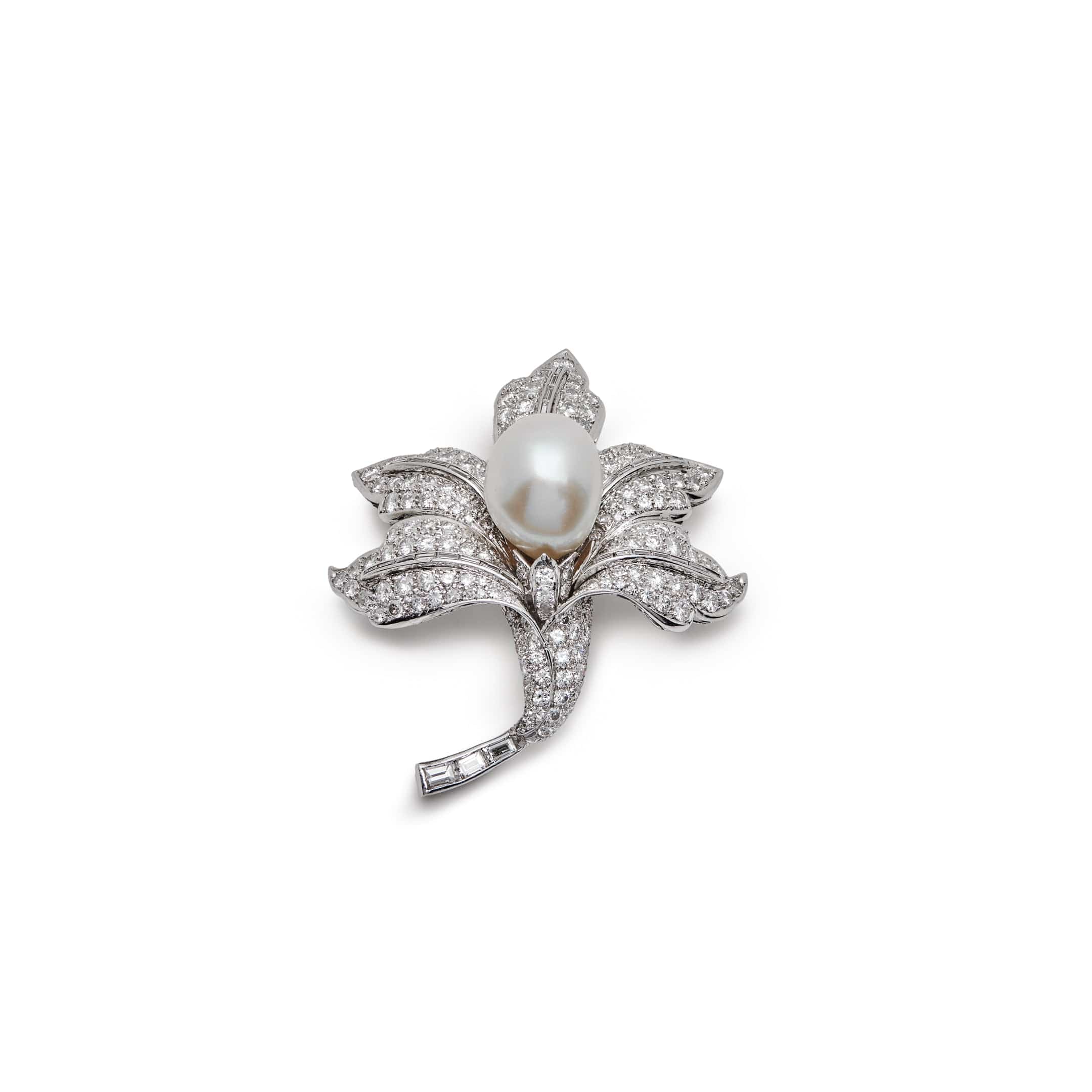 Antique Brooch Flower with Pearl