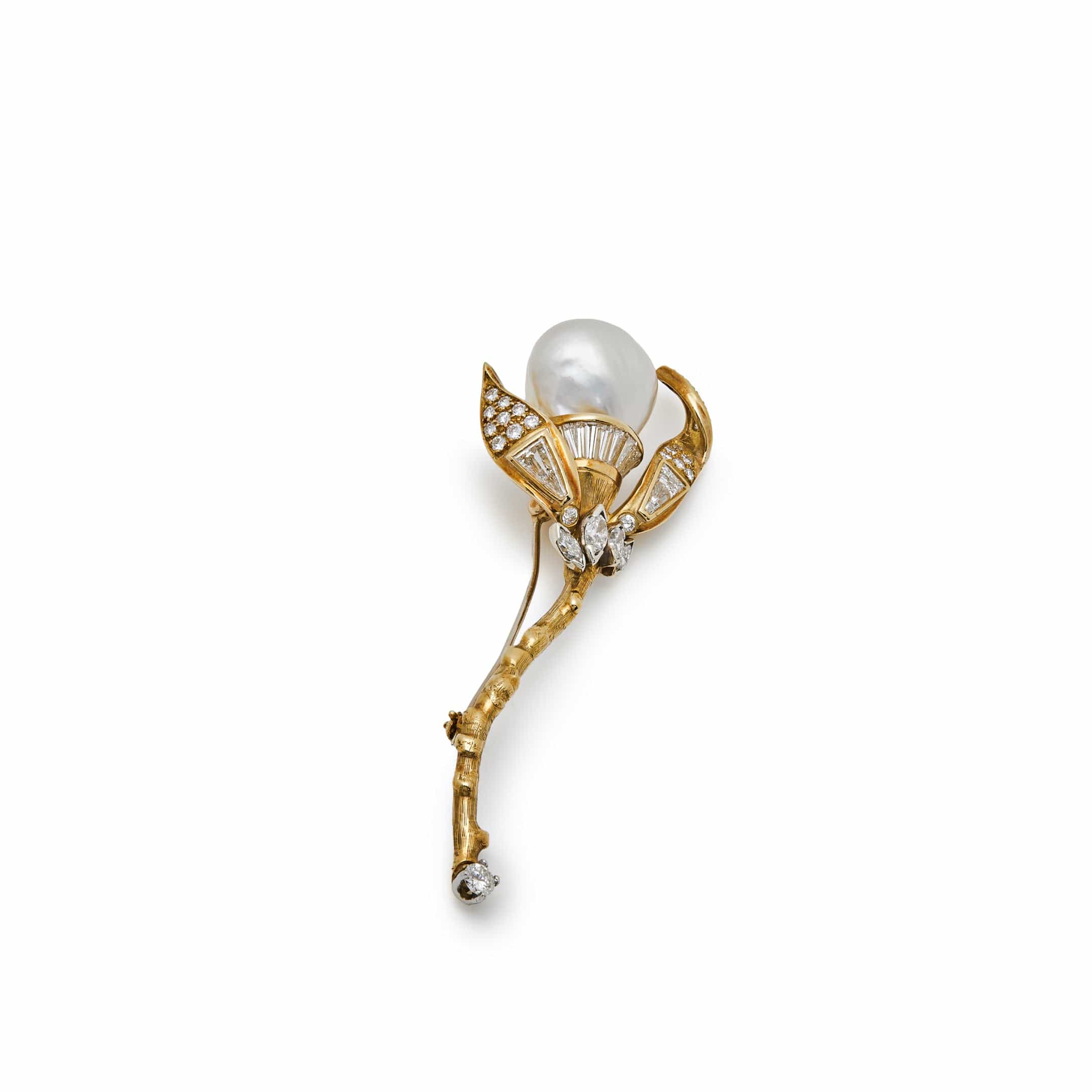 Antique Brooch Pearl Yellow Gold