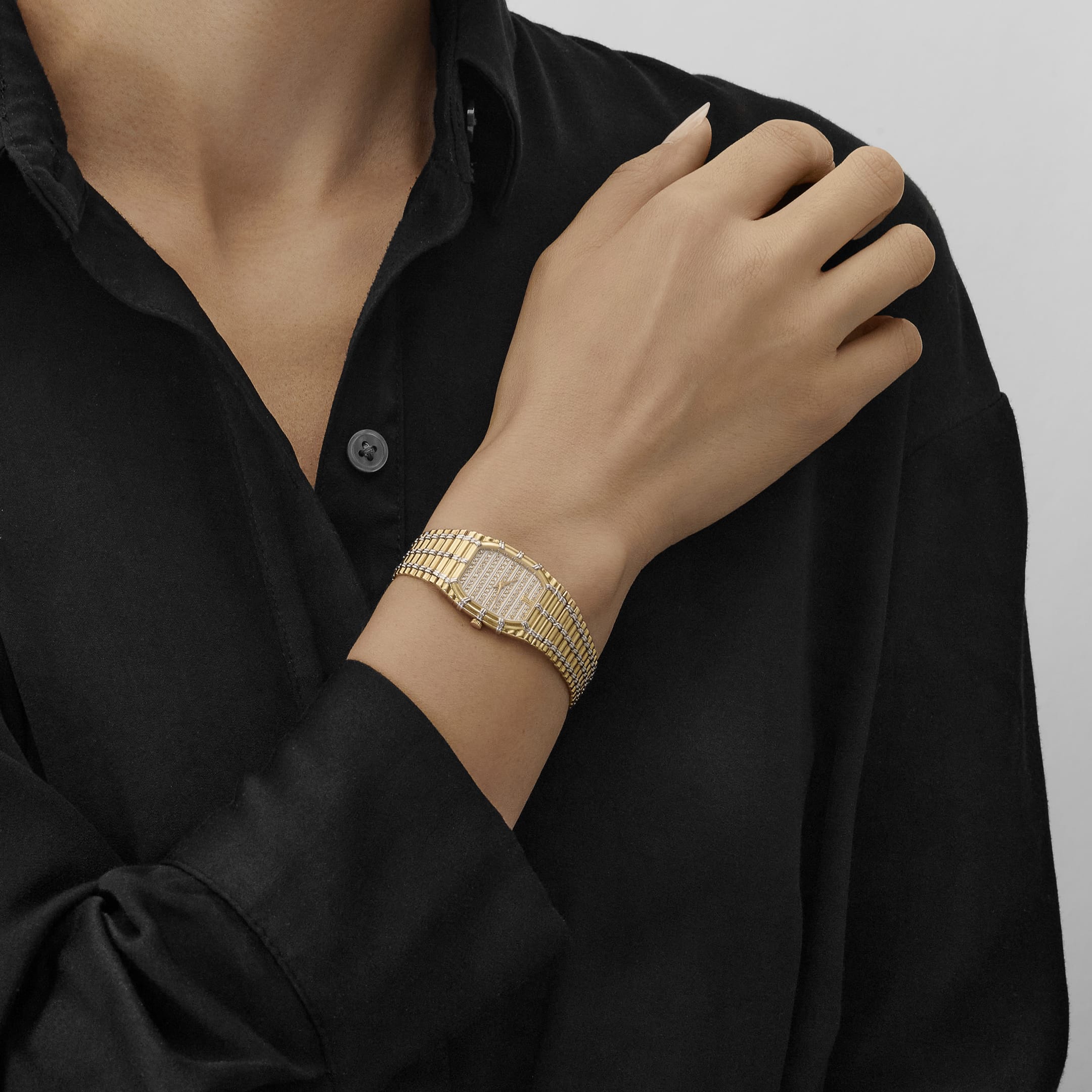 Audemars Piguet Bamboo 6110AC Vintage Yellow Gold White Gold Diamond Pavé Dial Quartz (1985)