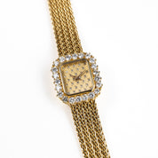 Audemars Piguet 'Ladies' Rectangle Watch Yellow Gold Champagne Diamond Dial Diamond Bezel