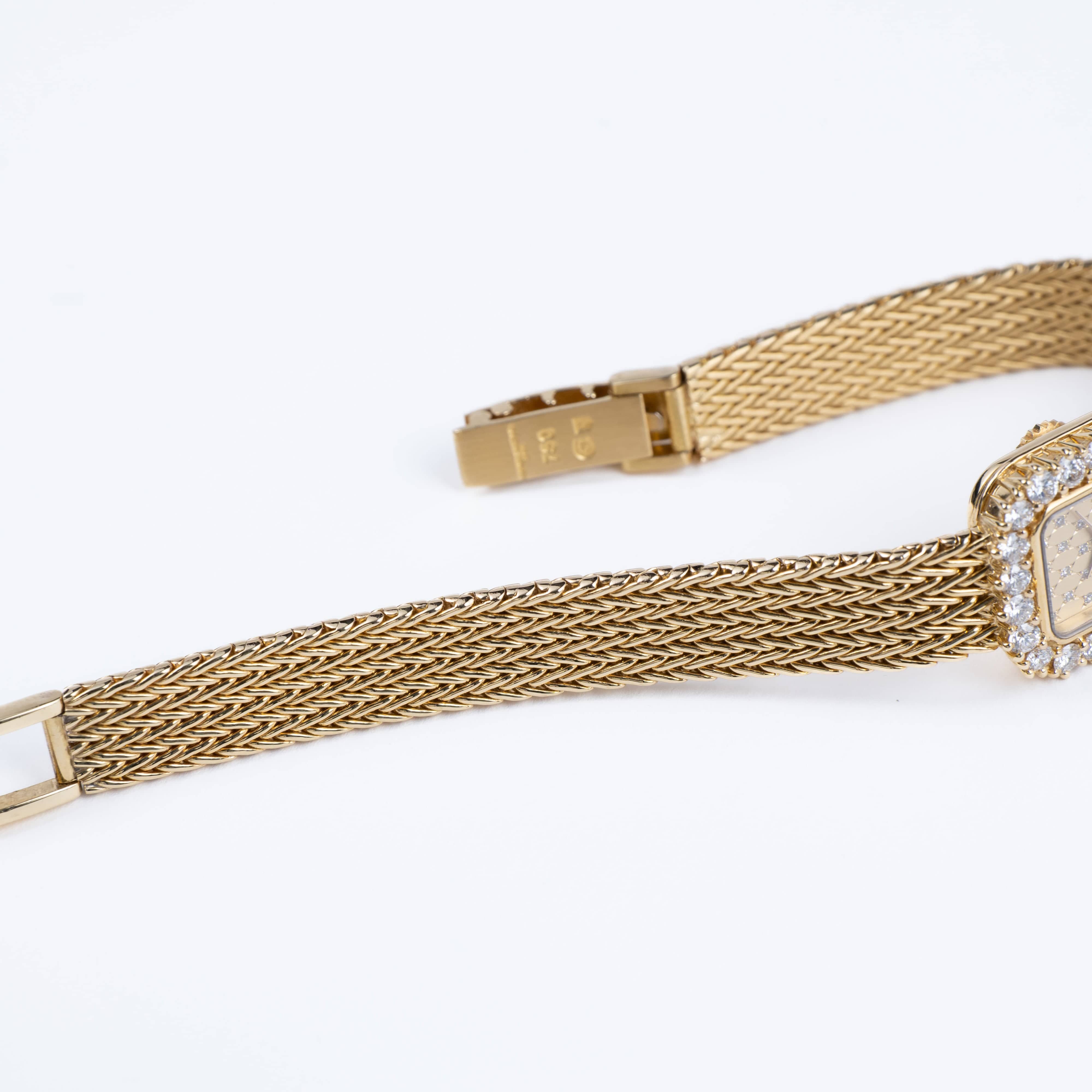 Audemars Piguet 'Ladies' Rectangle Watch Yellow Gold Champagne Diamond Dial Diamond Bezel
