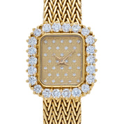 Audemars Piguet 'Ladies' Rectangle Watch Yellow Gold Champagne Diamond Dial Diamond Bezel