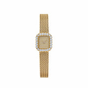 Audemars Piguet 'Ladies' Rectangle Watch Yellow Gold Champagne Diamond Dial Diamond Bezel