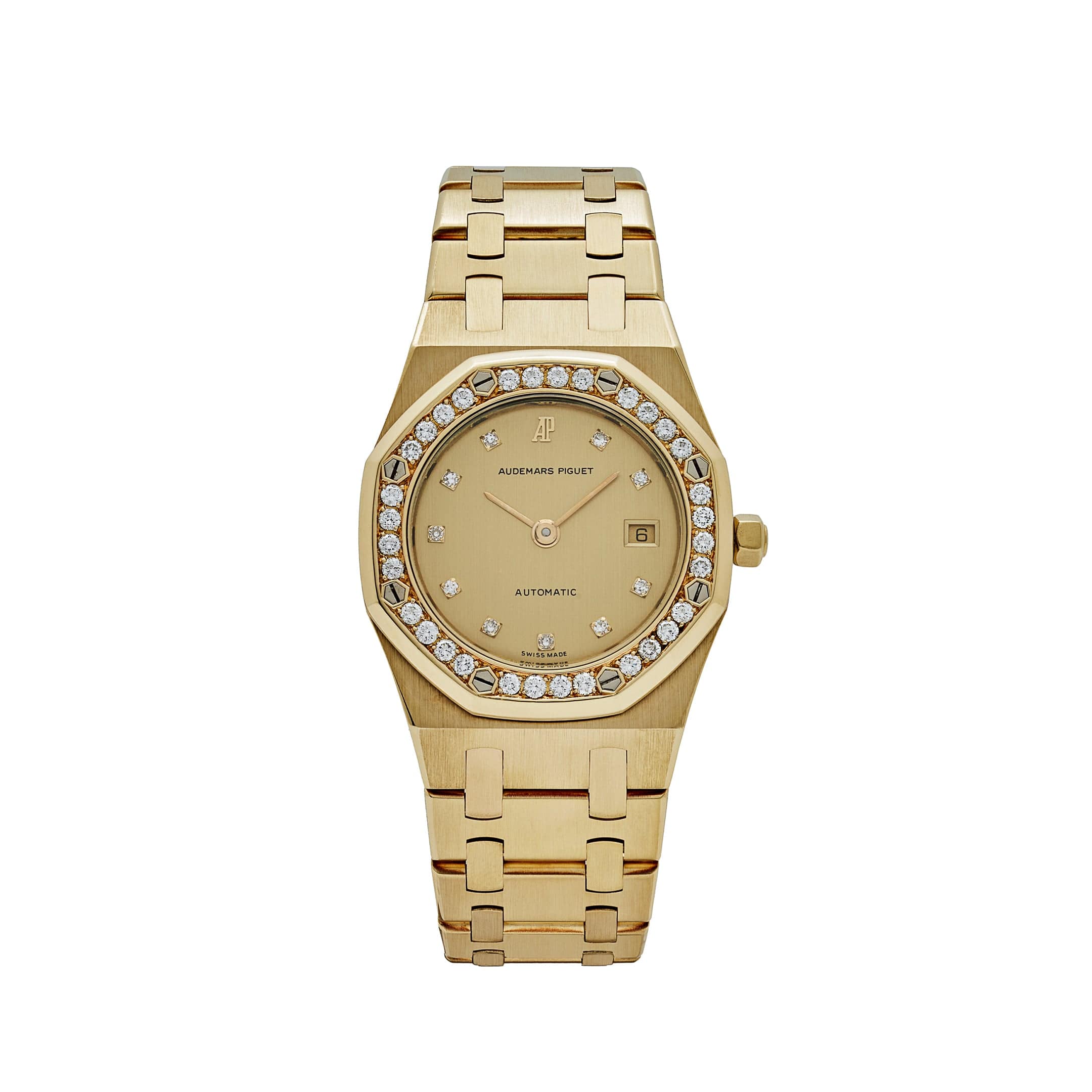 Audemars Piguet Royal Oak 14587/708BA Yellow Gold Champagne Diamond Bezel Diamond Dial