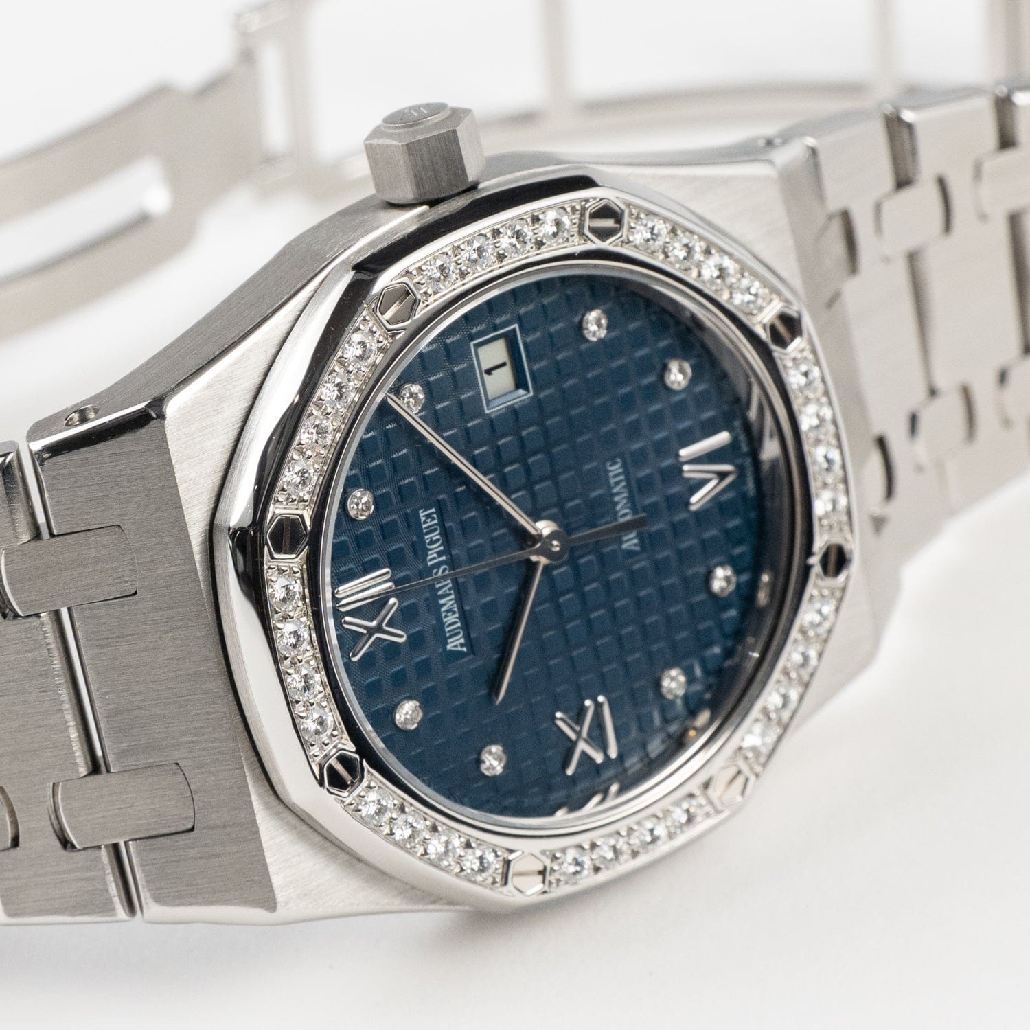 Audemars Piguet Royal Oak 15088ST.ZZ.0789ST.01 'Ladies' Stainless Steel Blue Diamond Dial Diamond Bezel