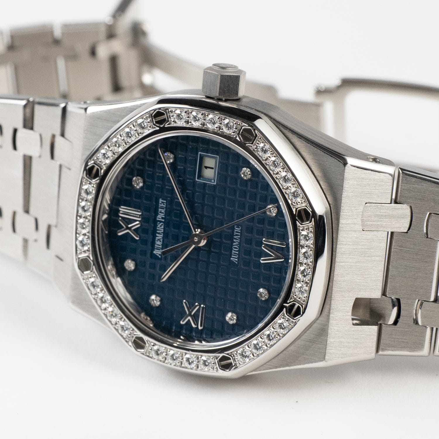 Audemars Piguet Royal Oak 15088ST.ZZ.0789ST.01 'Ladies' Stainless Steel Blue Diamond Dial Diamond Bezel