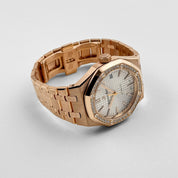 Audemars Piguet Royal Oak 15451OR.ZZ.1256OR.01.A 'Ladies' Rose Gold White Dial Diamond Bezel