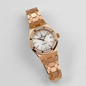Audemars Piguet Royal Oak 77351OR.ZZ.1261OR.01 'Ladies' Rose Gold White Dial Diamond Bezel (2021)