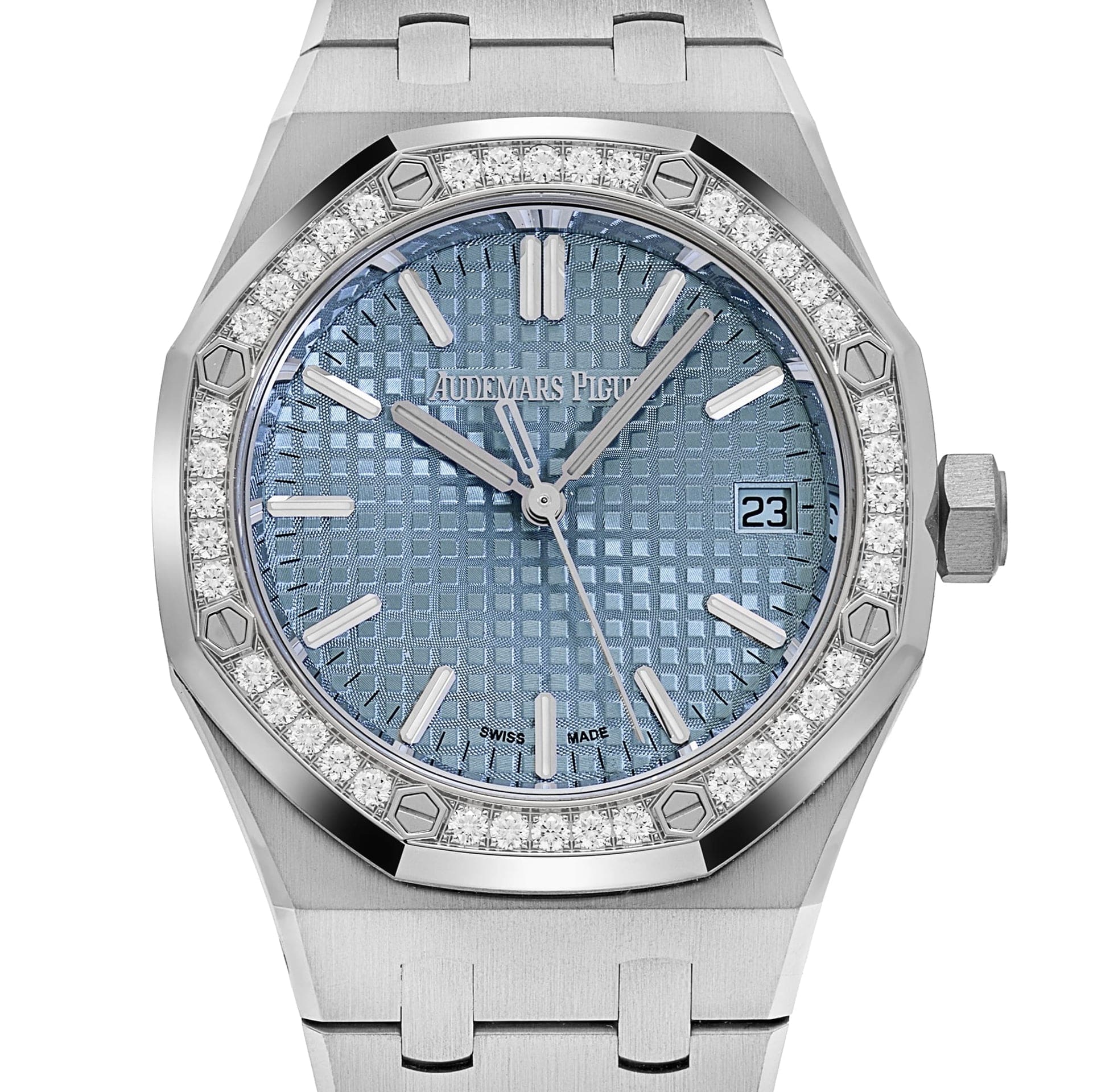 Audemars Piguet Royal Oak 15551ST.ZZ.1356ST.04 'Ladies' Stainless Steel Light Blue Dial Diamond Bezel (2024)