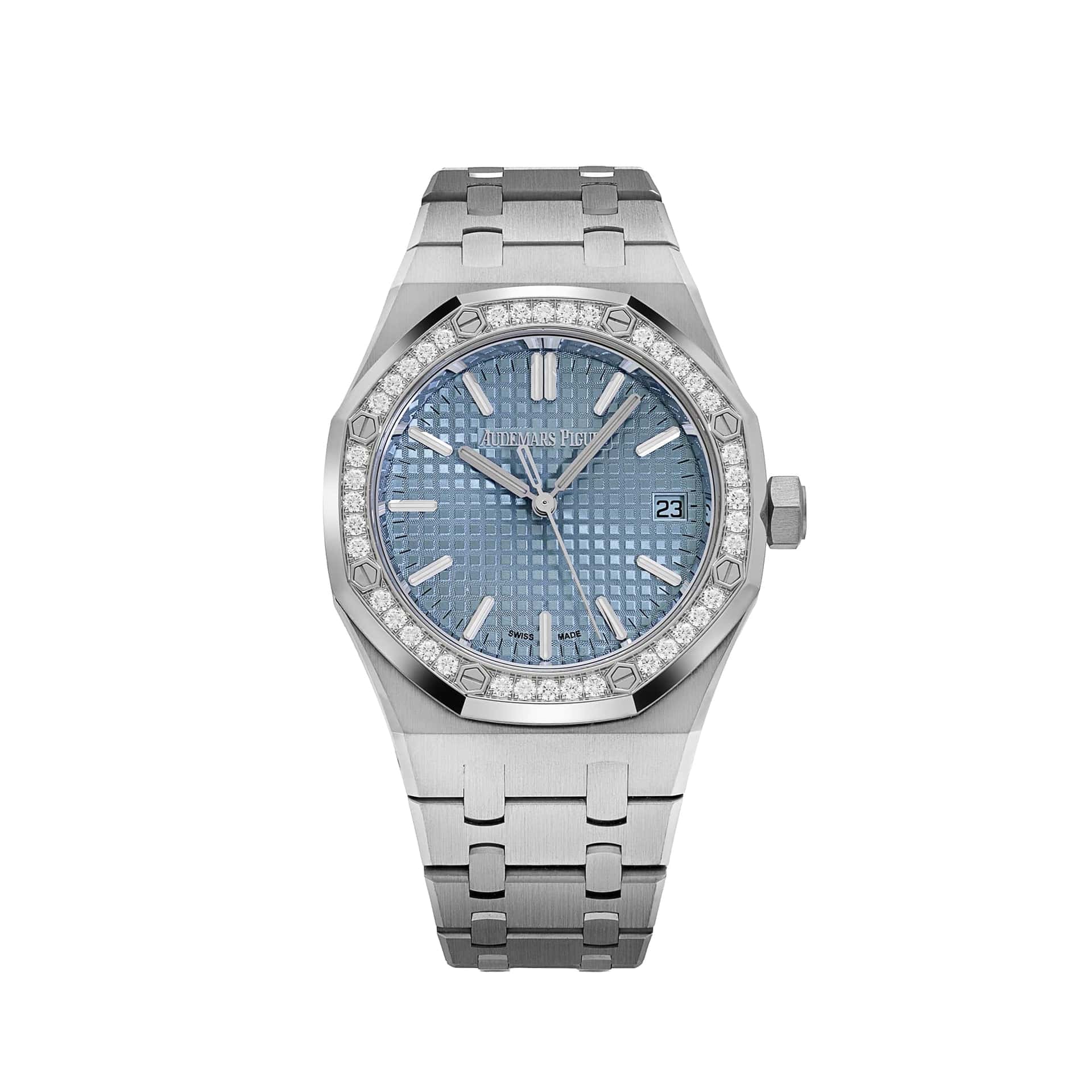 Audemars Piguet Royal Oak 15551ST.ZZ.1356ST.04 'Ladies' Stainless Steel Light Blue Dial Diamond Bezel (2024)