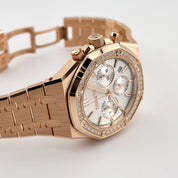 Audemars Piguet Royal Oak 26715OR.ZZ.1356OR.01 Chronograph Rose Gold Silver Dial Diamond Bezel (2022)