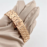 Audemars Piguet Royal Oak 26715OR.ZZ.1356OR.01 Chronograph Rose Gold Silver Dial Diamond Bezel (2025)